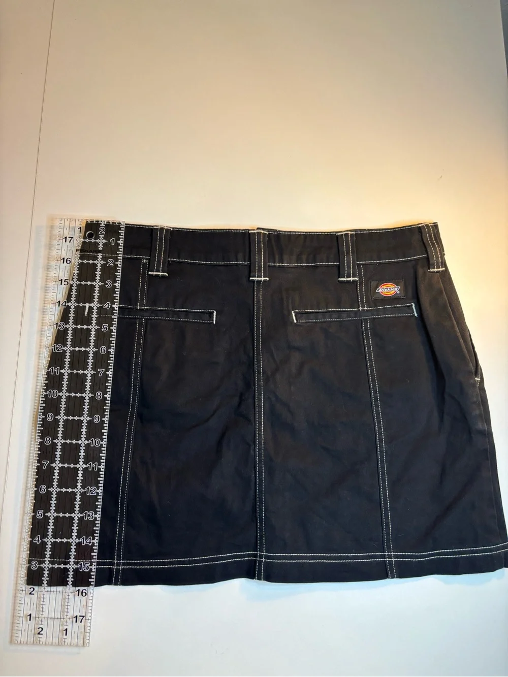 Dickies Black Mini Skirt with White Contrast Stitching